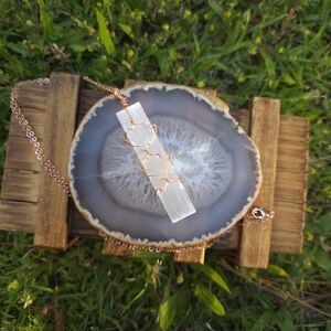 Rose Gold Selenite Necklace